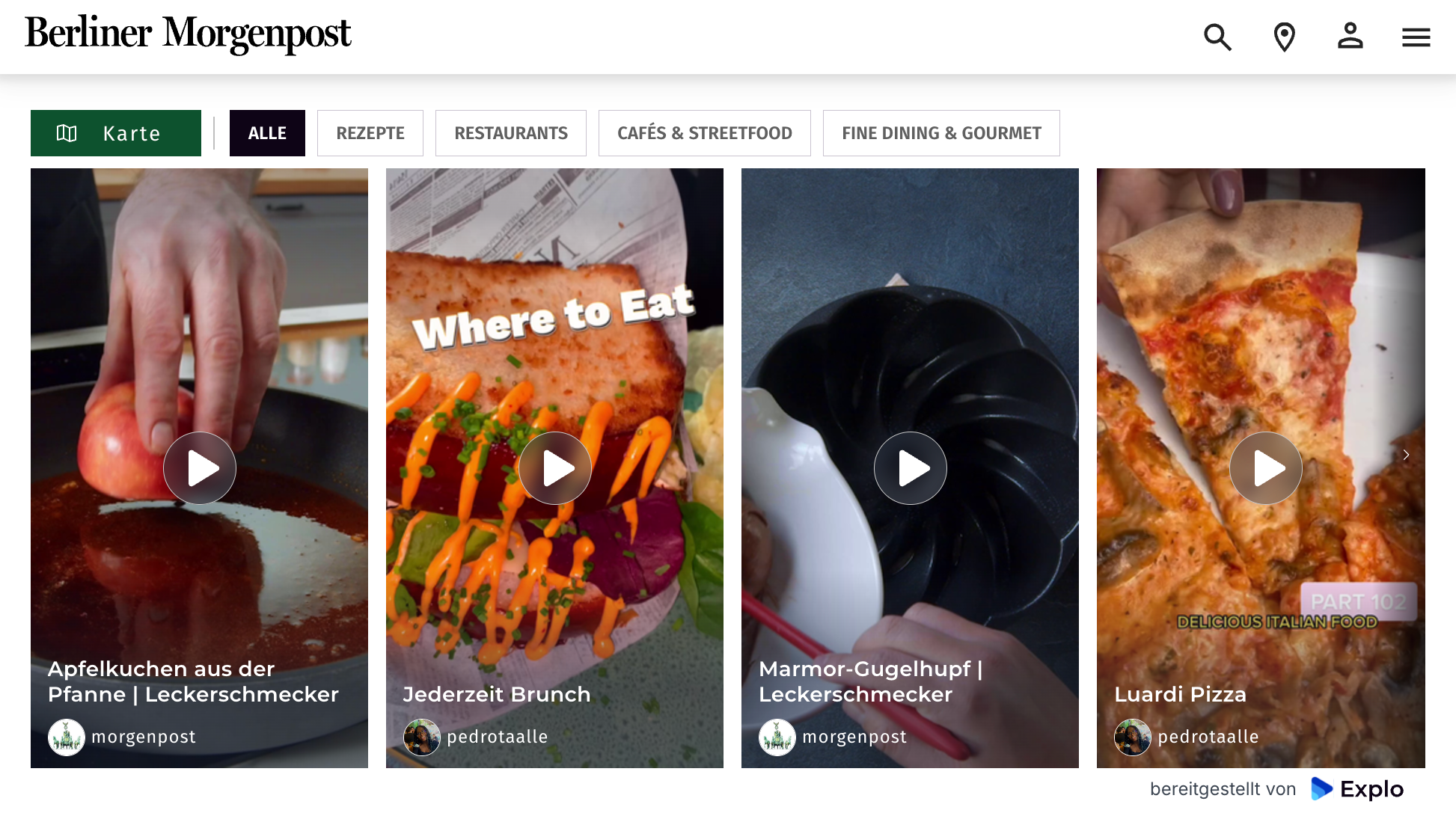 Screenshot Explo-App aus der Berliner Morgenpost