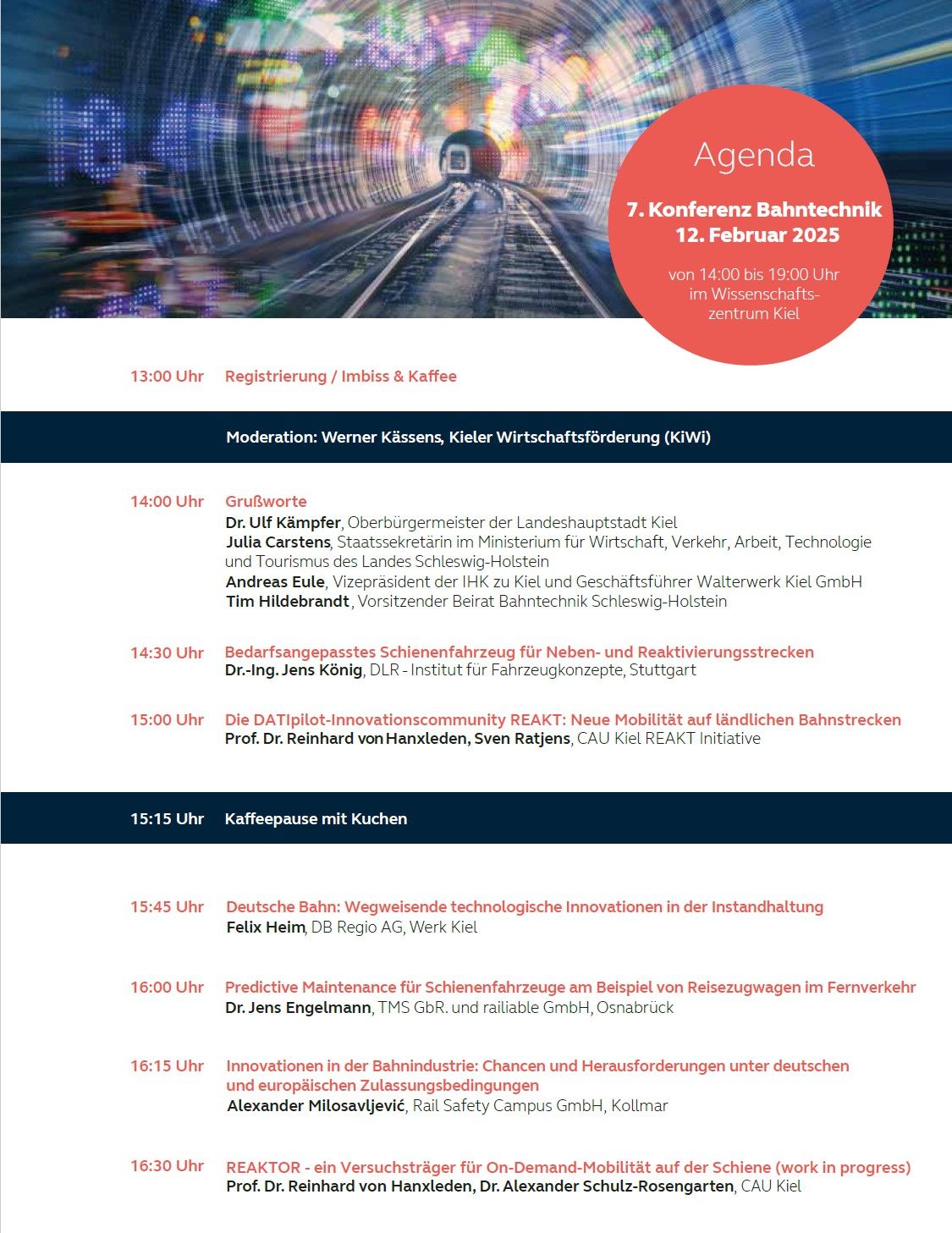 Agenda 7. Konferenz Bahntechnik